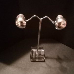 Monet Vintage Silver Tone Classic Dome Button Clip On Earrings